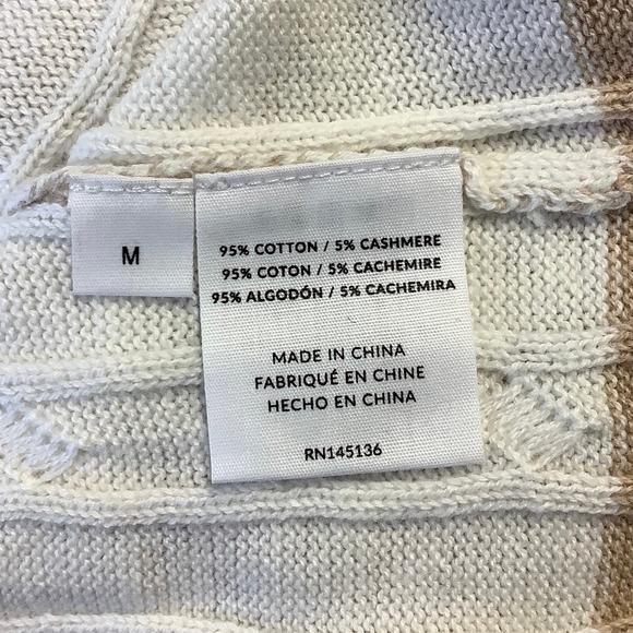 NEW! NAADAM Size Medium Cashmere Striped Cable Crewneck Sweater $375 msrp J6-8 - Picture 7 of 11